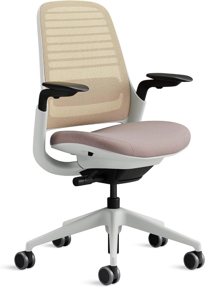 Steelcase Series 1 Bürostuhl mit Netzrücken in Beige und Sitzbezug in Linse Bild 1