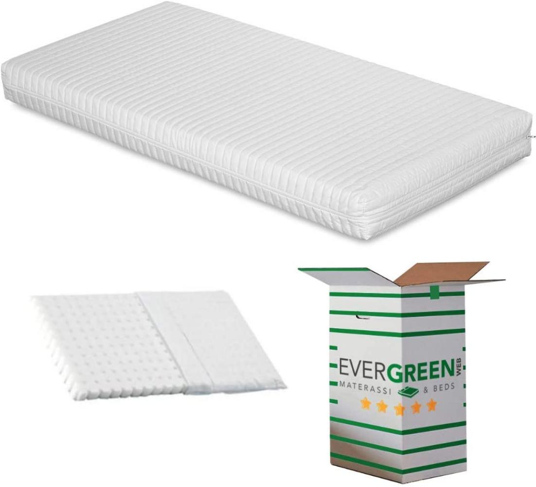 Evergreenweb 💚 Matratze 60x120 cm für Kinderbett und Wiege, 12 cm hoch + KOSTENLOSES Kissen Anti-Ersticken mit Natürlichem Baumwoll, herausnehmbar Kissenbezug. Allergiegetestet, Auswaschbar | SYMBA Bild 1