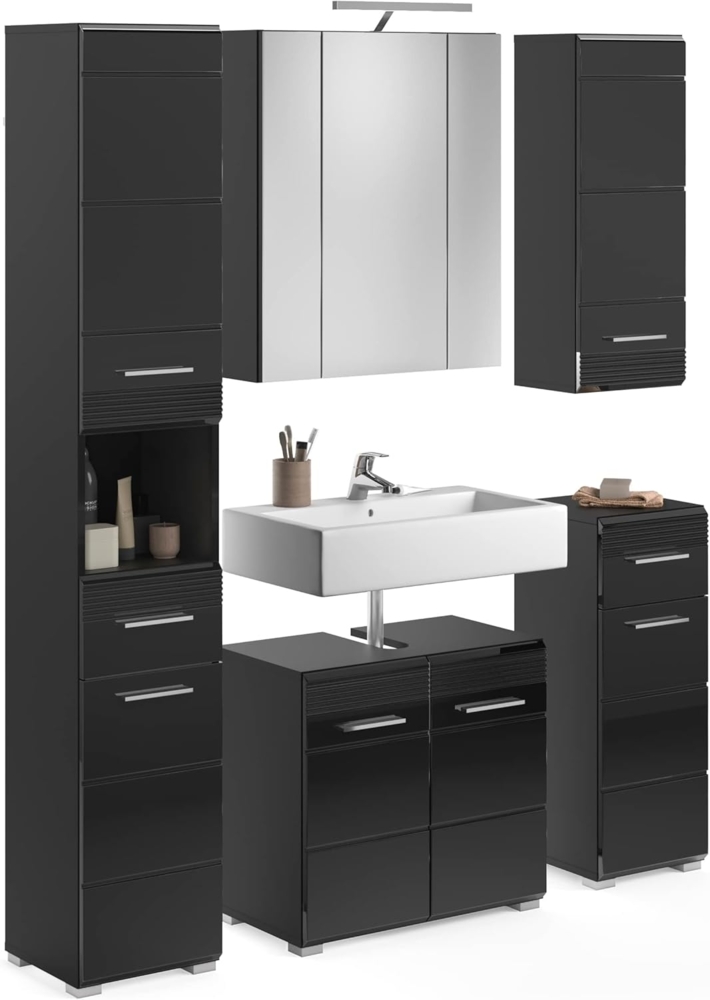 Badezimmerset Linus I - Schwarz / Schwarz Hochglanz Bild 1