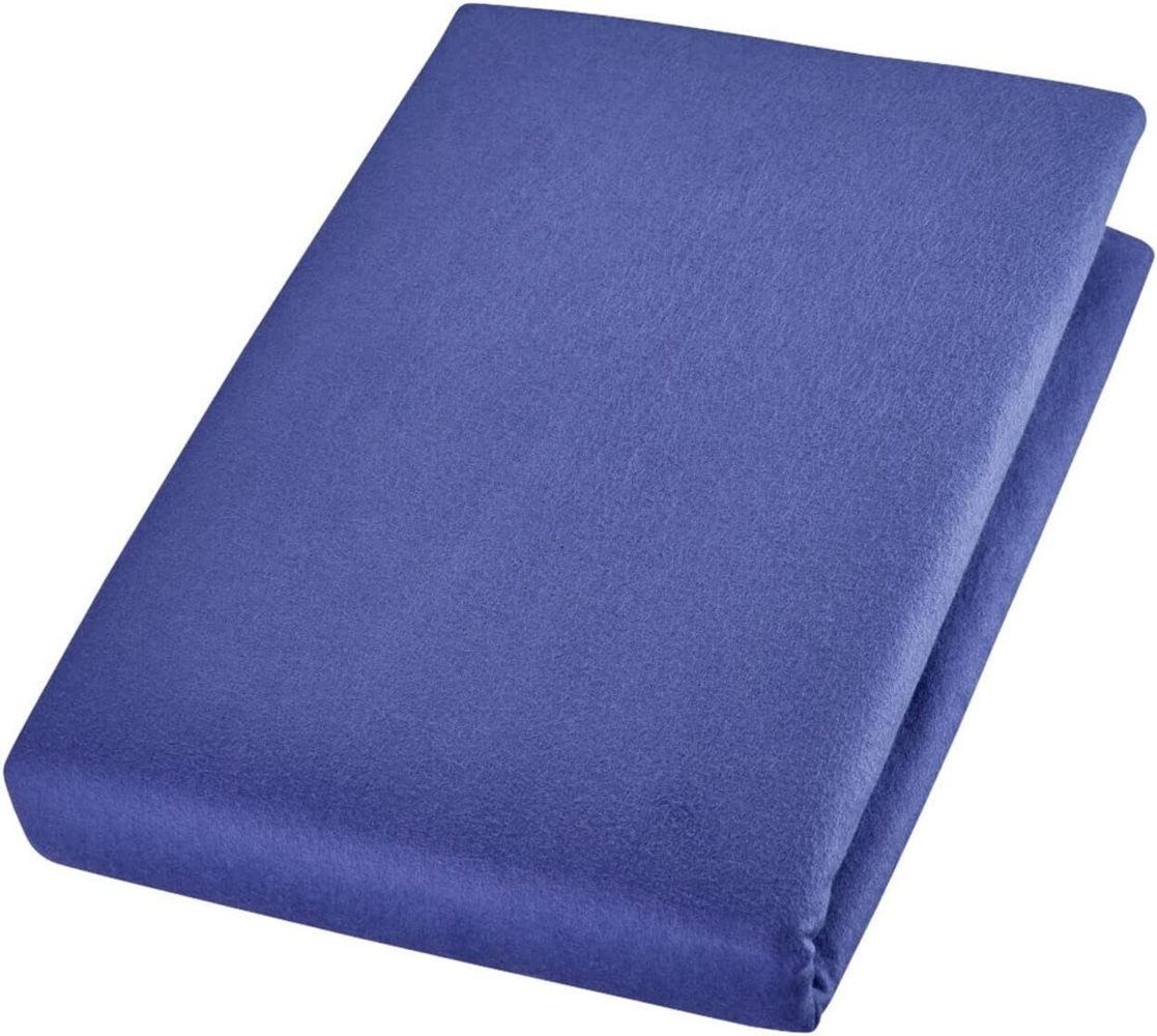 Cotonea Edel-Biber Bio-Baumwolle Spannbetttuch|90x200 cm| blau Bild 1