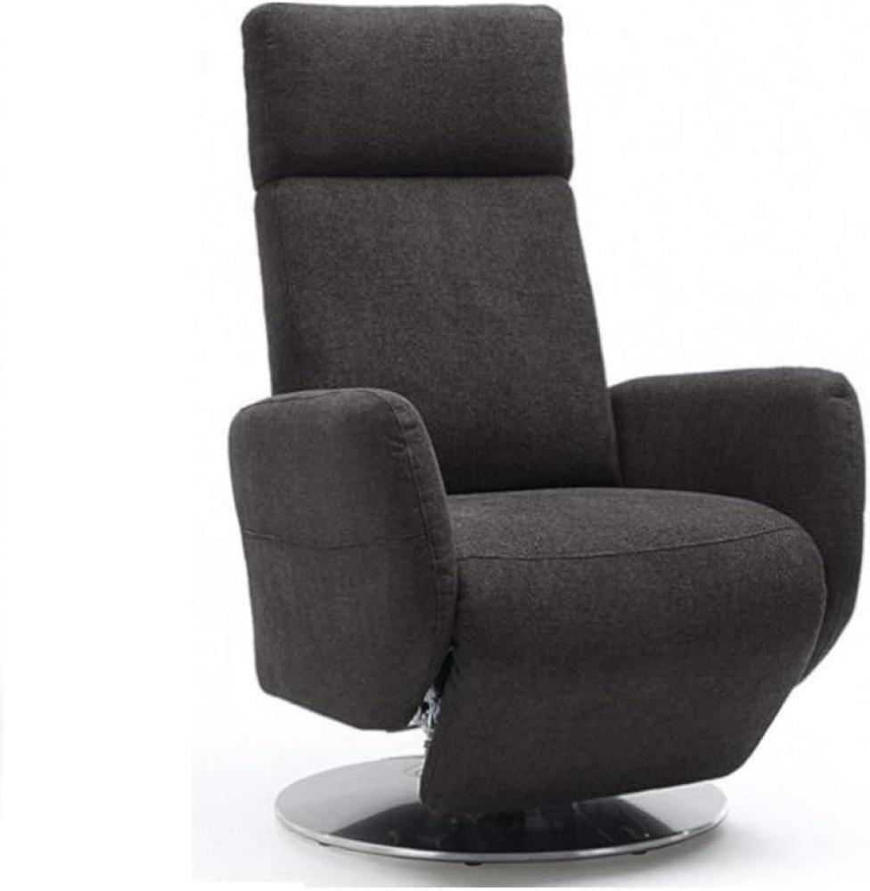 Cavadore TV-Sessel Cobra mit 2 E-Motoren/ Elektrisch verstellbarer Fernsehsessel mit Fernbedienung / Relaxfunktion, Liegefunktion / Ergonomie L / Belastbar bis 130 kg / 71 x 112 x 82 / grau Bild 1