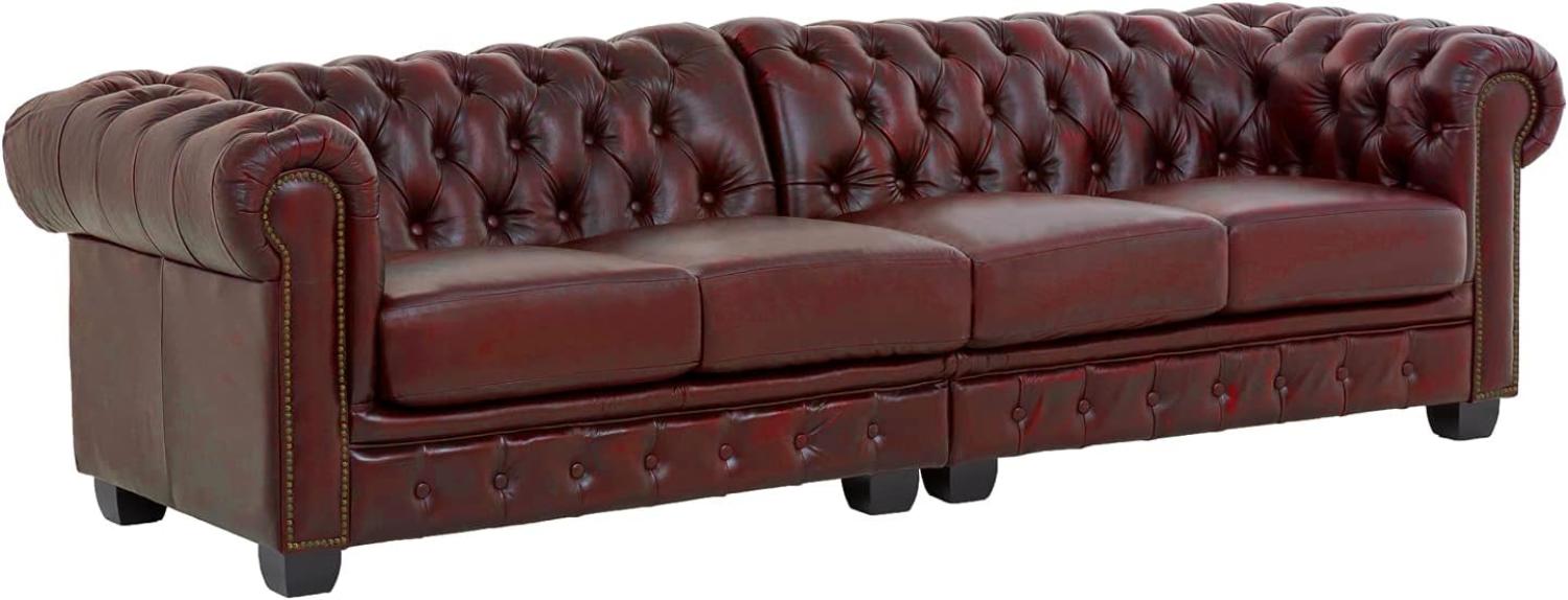 Sofa Chesterfield 4-Sitzer Echtleder rot Bild 1