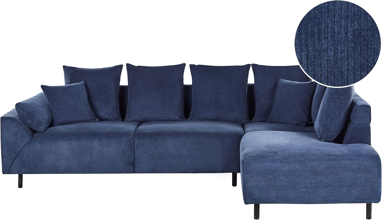 4-Sitzer Ecksofa Cord dunkelblau linksseitig LUNNER Bild 1