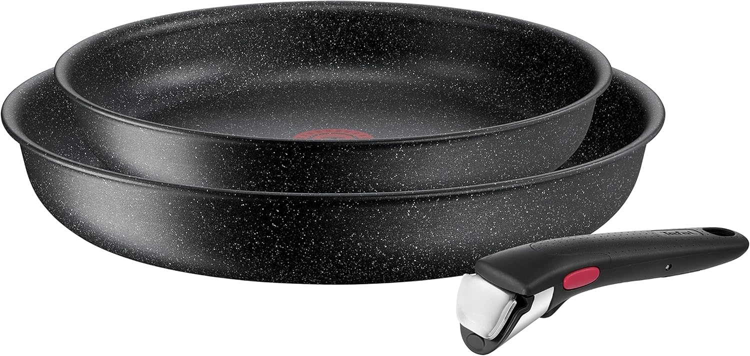 Tefal Pfannen-Set Ingenio Black Stone, Aluminium (Set, 3-tlg, je 1 Pfanne Ø 24/28 cm, H: 6 cm), Antihaft, abnehmbarer Griff, Thermo-Signal, alle Herdarten, Induktion Bild 1