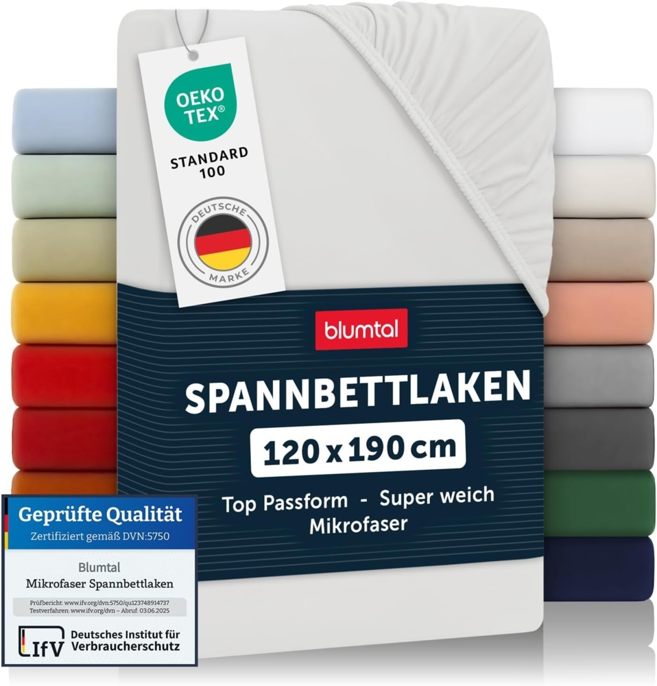 Blumtal® Spannbettlaken 120x190 cm 2er Pack - Bettlaken 120x190 Spannbettlaken aus Microfaser - Spannbetttuch 120x190 im 2er Set - Spannbettuch 120x190 - Leintuch 120x190 - Laken 120x190 - Elfenbein Bild 1