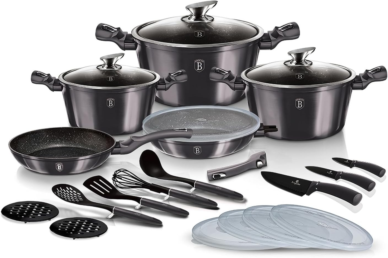 Berlinger Haus Kochen Berlinger Haus Topfset 22 Ele. Metallic Carbon Pro BH7181 Bild 1