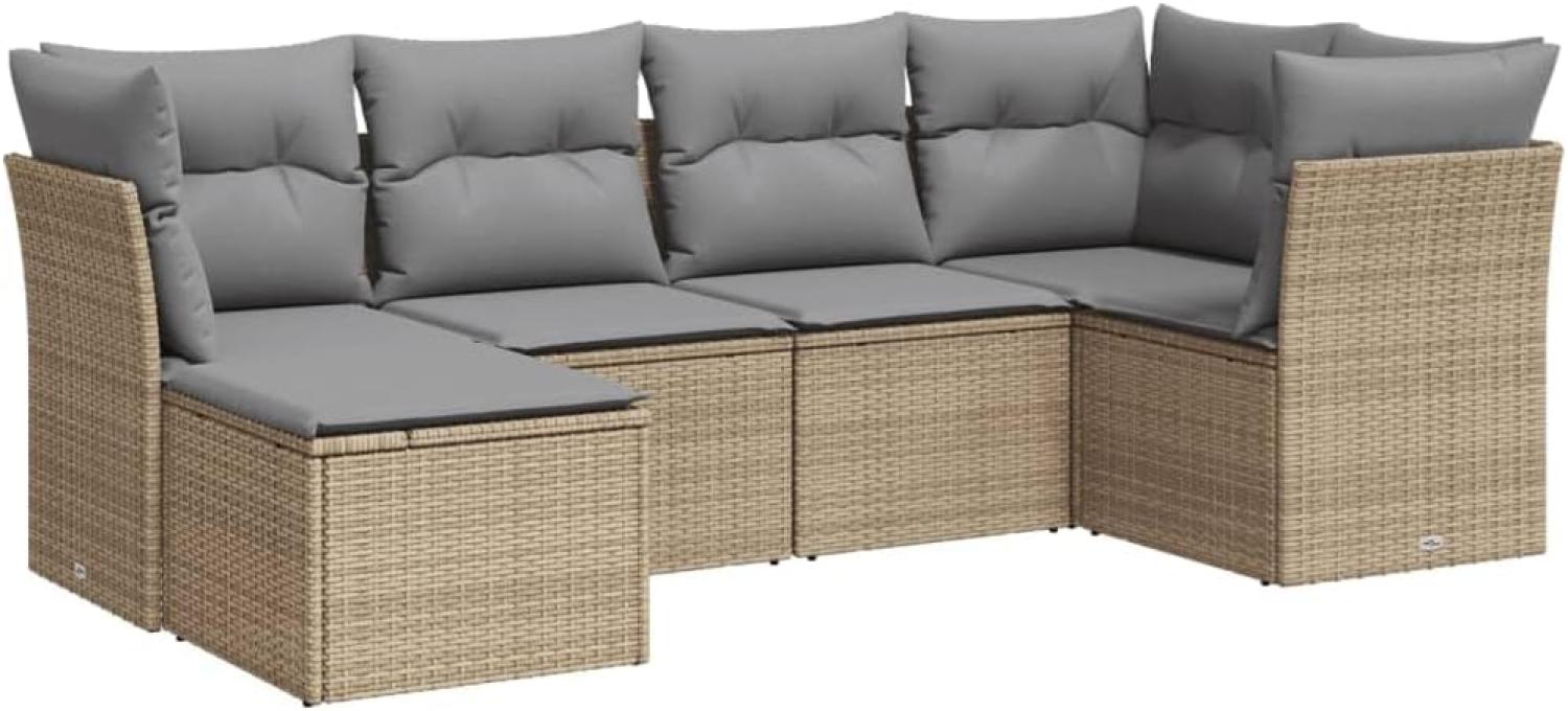 vidaXL 6-tlg. Garten-Sofagarnitur mit Kissen Beige Poly Rattan 3217949 Bild 1