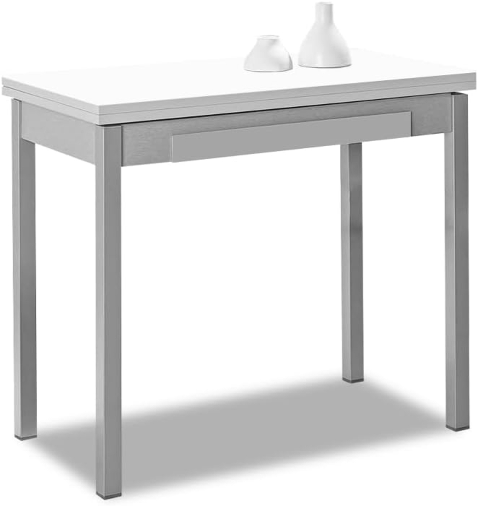 ASTIMESA Buchart: Küchentisch, Metall, Weiß, 90x50 cm Bild 1