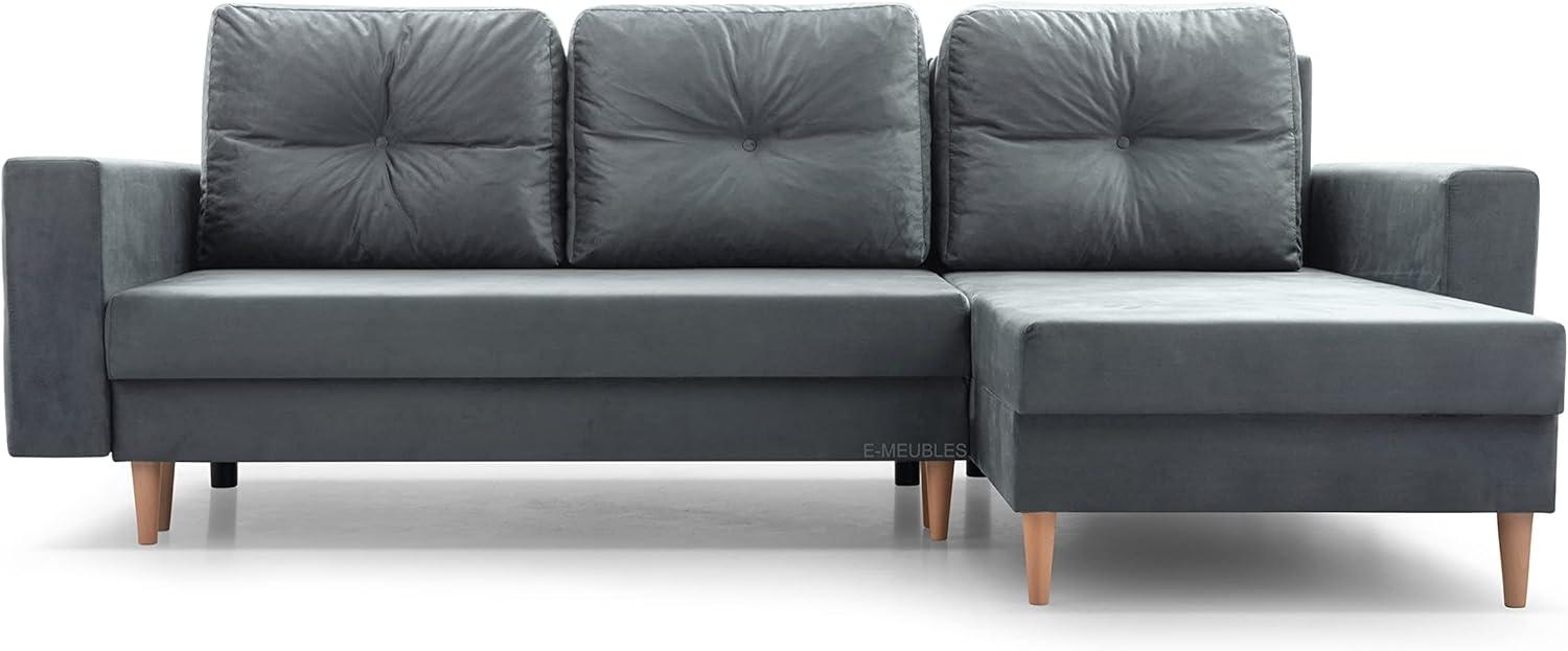 MOEBLO Ecksofa CARL, Ottomane Links als auch rechts montierbar Couch für Wohnzimmer, Schlafsofa Sofagarnitur Sofa Eckcouch L-Form Wohnlandschaft, mit Bettkasten und Schlaffunktion Bild 1