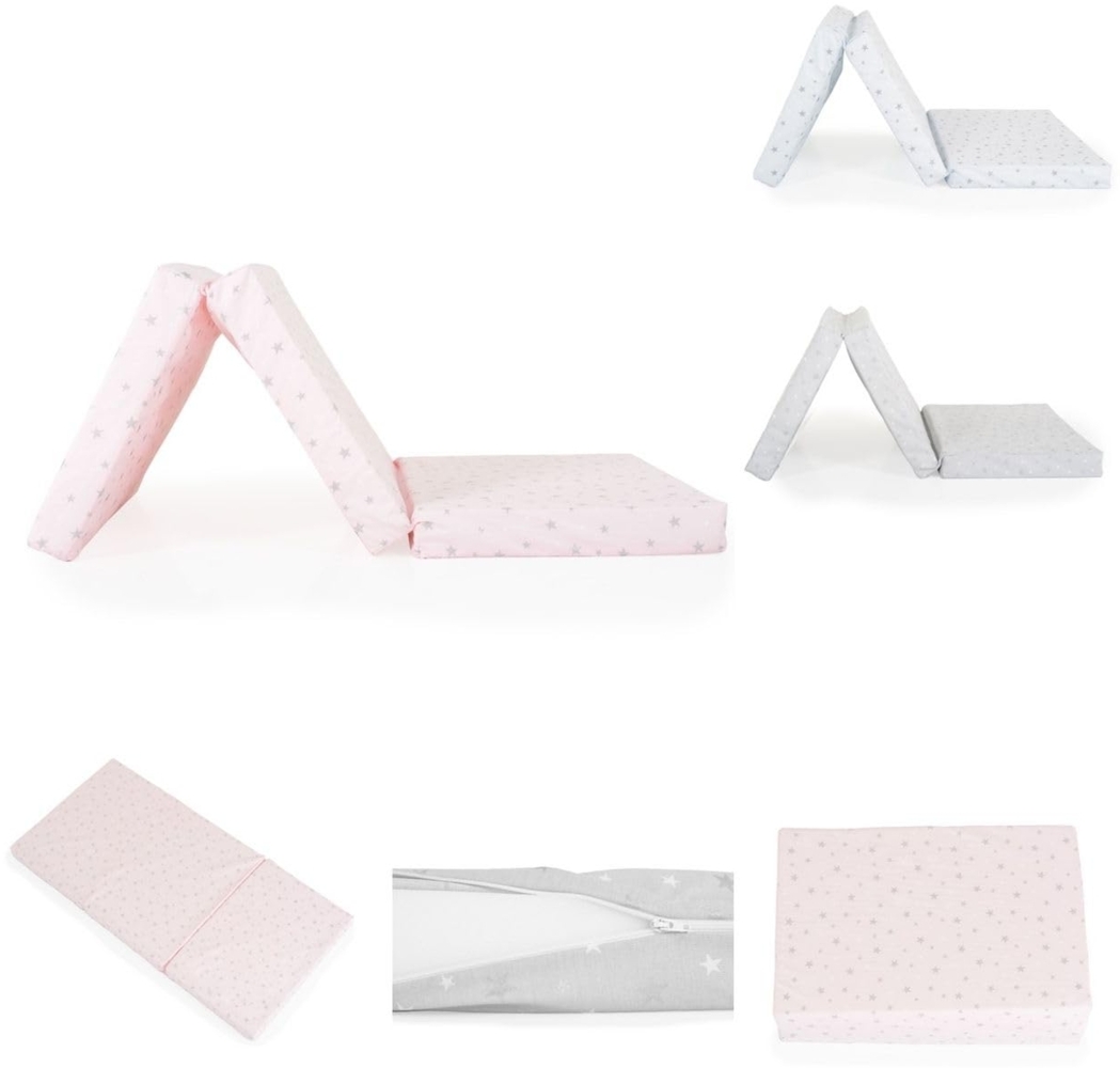 Moni Babybett Klappmatratze Mirage 120 x 60 x 6 cm Bezug waschbar Reißverschluss rosa Bild 1