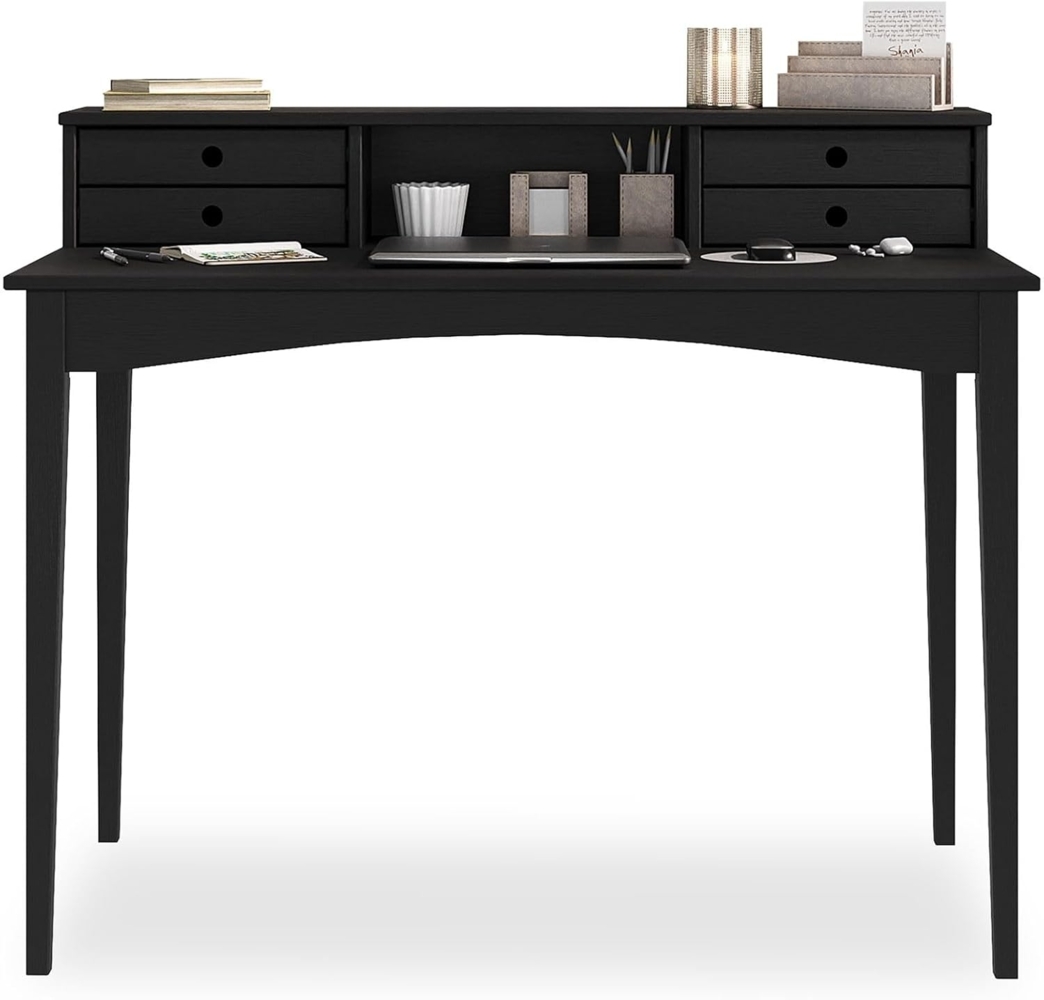 IDIMEX Schreibtisch MILANO, Home Office Tisch mit 4 Schubladen aus Massivholz schwarz Bild 1