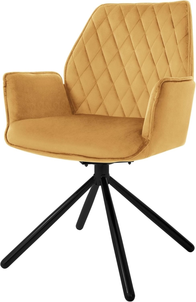 ML-DESIGN Stuhl Drehstuhl mit Armlehne & Rückenlehne Ergonomische mit Metallbeine (1 St), Armlehnstuhl Gelb aus Samt 180° Drehbar ergonomische Sessel Bild 1