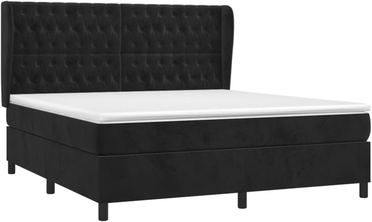 vidaXL Boxspringbett mit Matratze Schwarz 160x200 cm Samt 3129401 Bild 1