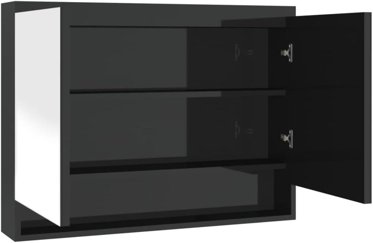 vidaXL Bad-Spiegelschrank 80 x 15 x 60 cm MDF Glänzendes Schwarz Bild 1