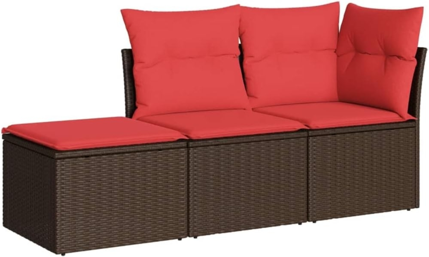 vidaXL 3-tlg. Garten-Sofagarnitur mit Kissen Braun Poly Rattan 3217474 Bild 1