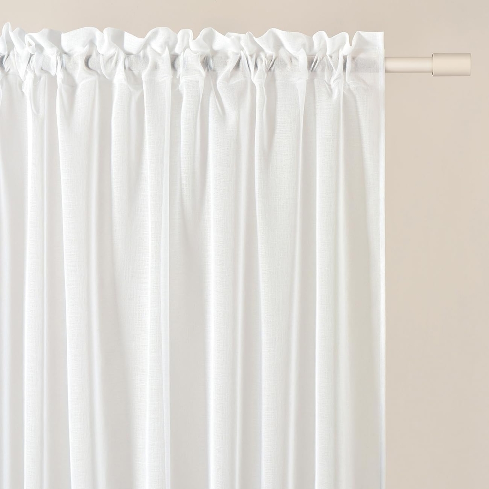 ROOM99 Gardine mit Kräuselband Novelia 200x260 cm Breite x Höhe Wohnzimmer Transparent modern Vorhang Schal Wohnzimmer Schlafzimmer für Schinensystem Weiß glatt, 1 Stück Bild 1