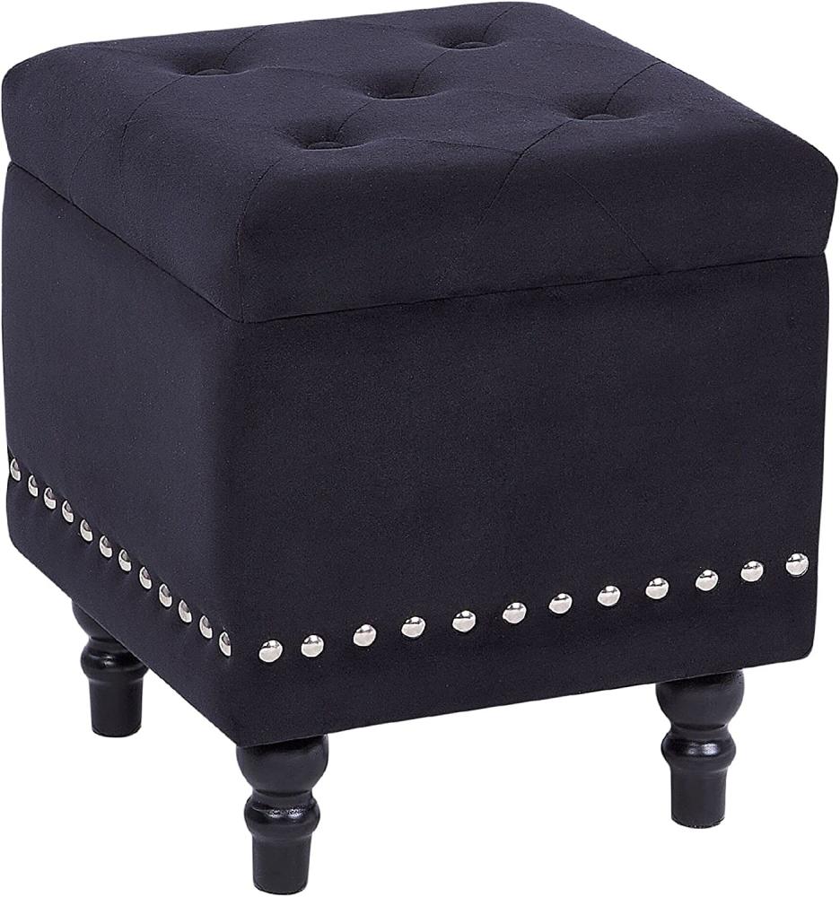 Pouf LORETTO Schwarz Samtstoff Bild 1