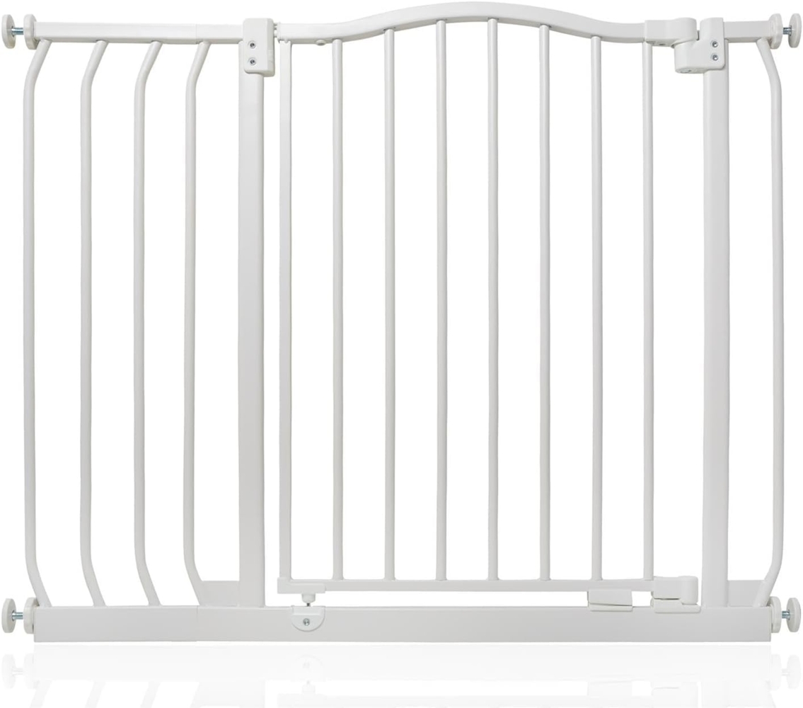 Safetots Treppenschutzgitter mit gebogenem oberen Teil, 89cm - 98cm, Mattweiß, Treppenschutzgitter mit Druckbefestigung, Babygitter für Türen Bild 1