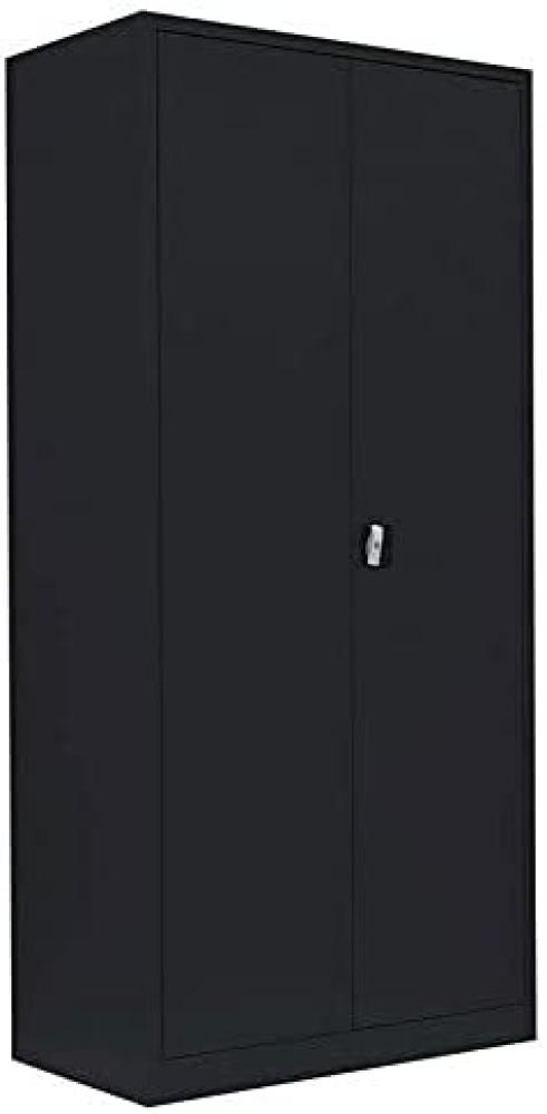 Flügeltürschrank Kleiderschrank Stahl Lagerschrank Aktenschrank PutzSpind Werkzeugschrank Schwarz 1950 x 925 x 422 mm/545549 Bild 1