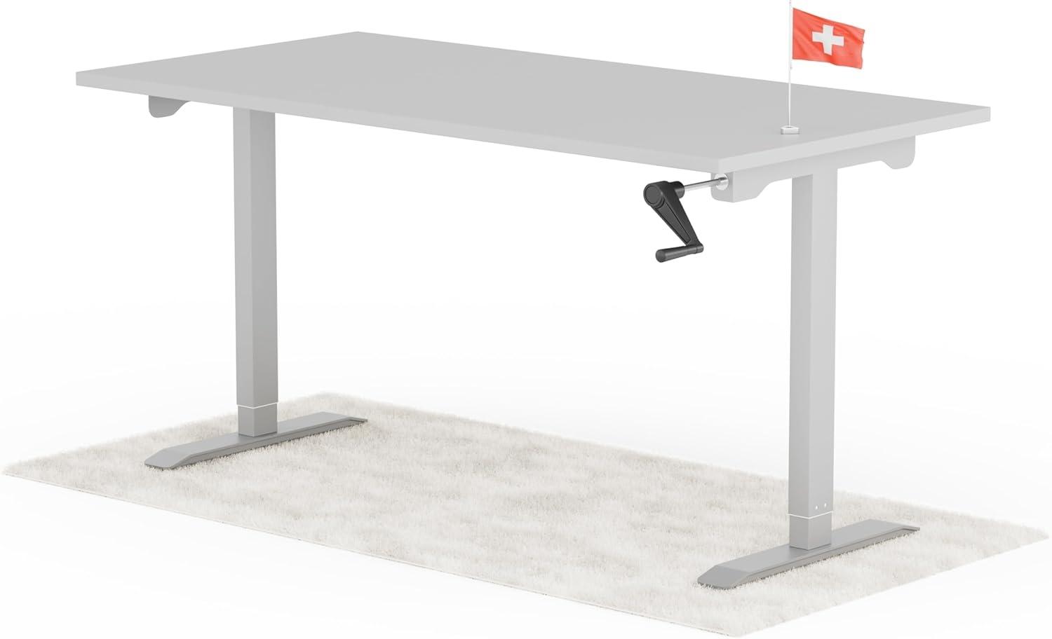 manuell höhenverstellbarer Schreibtisch EASY 160 x 80 cm - Gestell Grau, Platte Grau Bild 1