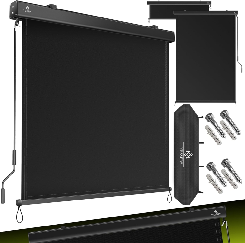 KESSER® Senkrechtmarkise Außenrollo Handkurbelmechanismus Balkonrollo Sonnen & Sichtschutz Beschattung Sonnenschutz Außen Rollo mit Kurbel Markisenkasten Balkon & Terrasse Inkl. Montageset & Abdeckung Anthrazit, 140 x 250cm Bild 1