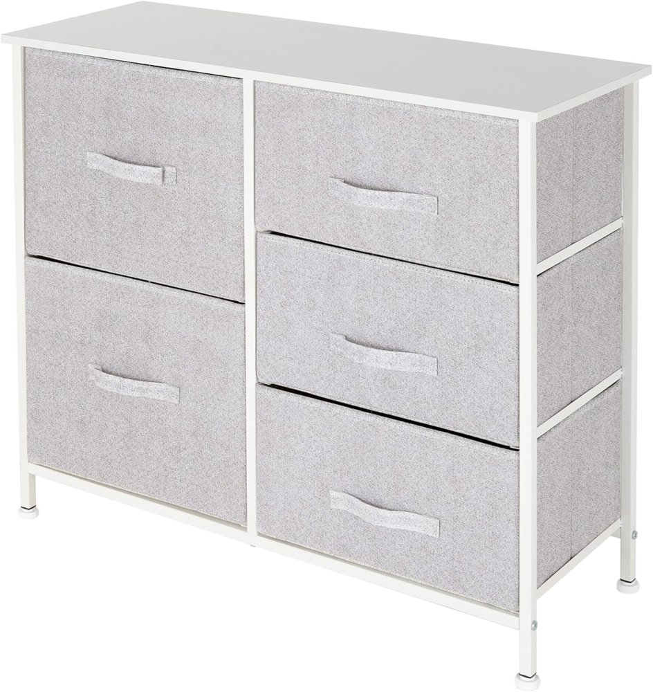 ML-DESIGN Kommode Schubladenschrank Sideboards Schubladenbox, Stoff mit 5 Schubladen 80x30x70cm Weiß Metall-Regal/MDF-Platte Bild 1