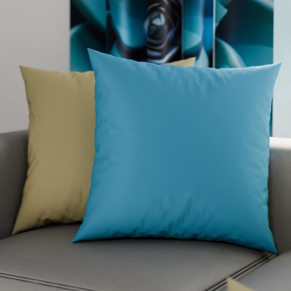 PETTI Artigiani Italiani - Paar Kissenbezüge 65x65 cm aus Mikrofaser, Dekokissen für Schlafzimmer, Sofa, Set mit 2 Kissenbezügen, doppelseitiger Kissenbezug, Taupe Hellblau Bild 1