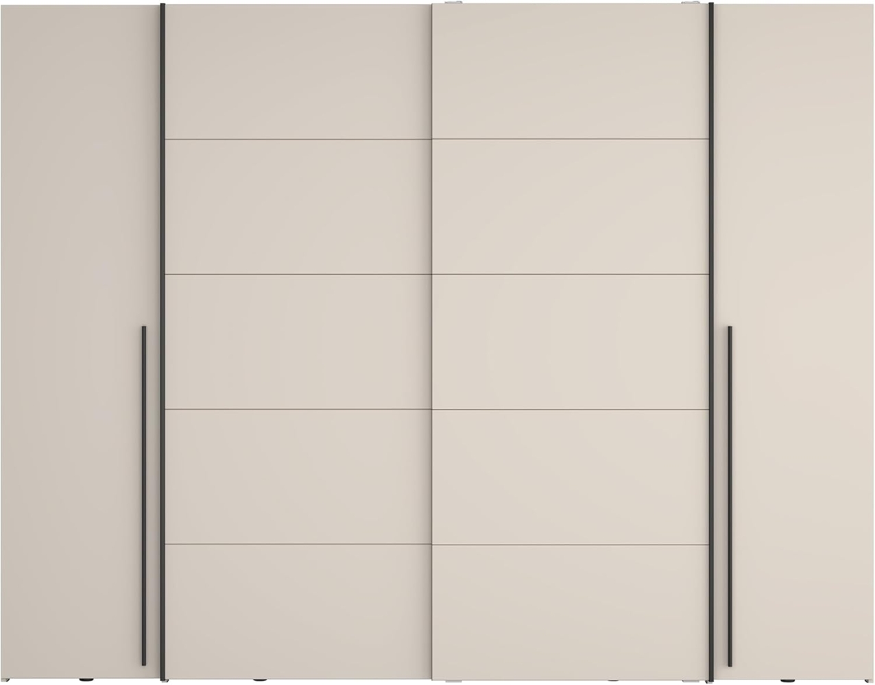 Forte NARAGO Kleiderschrank 270, moderner Dreh-/Schwebetürenschrank, 4-türig, Holzwerkstoff, Kaschmir|Beige, 270,3 cm breit x 210,5 cm hoch x 61,2 cm tief Bild 1