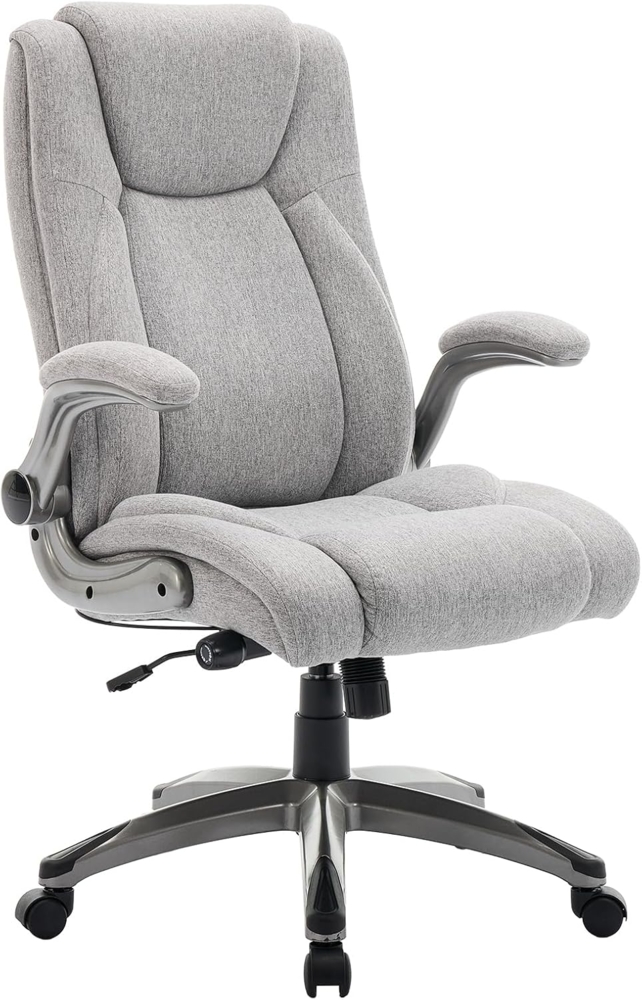 COLAMY Bürostuhl Ergonomisch, Chefsessel mit Hoher Rückenlehne, Ergonomischer 360° Drehstuhl für Büro, Schreibtischstuhl Lederstuhl mit Verstellbarer Neigungsverschluss, Grau Bild 1