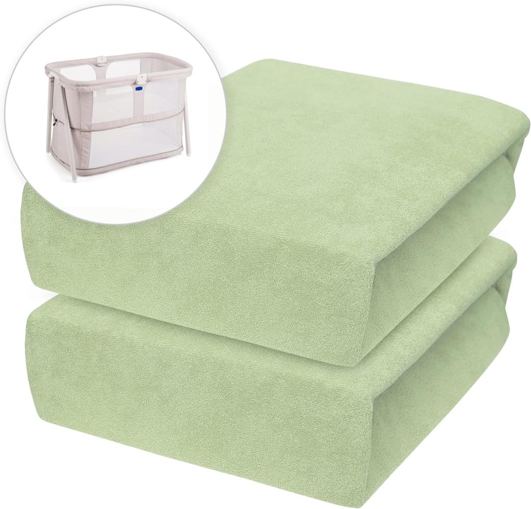 2 x Baby Comfort Frottee Spannbettlaken für 95x65 cm Reisebett Matratze (grün) Bild 1