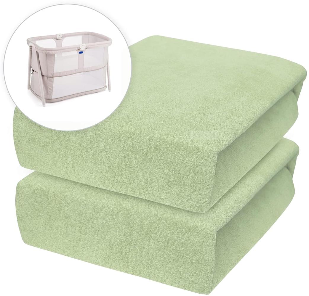 2 x Baby Comfort Frottee Spannbettlaken für 95x65 cm Reisebett Matratze (grün) Bild 1