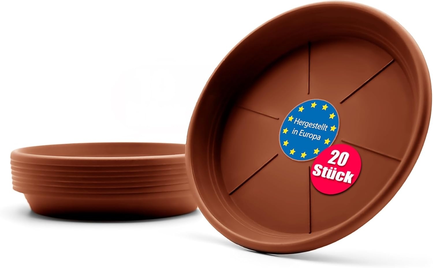BigDean 20 Stück Blumentopf Untersetzer Ø 33 cm in Terracotta – Topfuntersetzer aus robustem Kunststoff & Made in Europe Bild 1