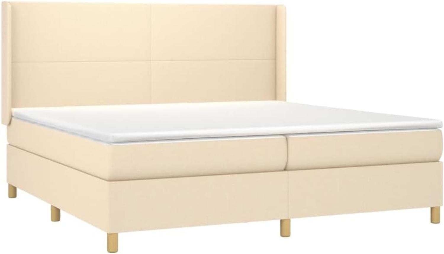 vidaXL Boxspringbett mit Matratze Creme 200x200 cm Stoff, Härtegrad: H2 [3131862] Bild 1