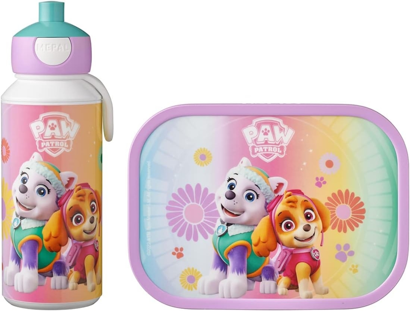 Mepal Lunchbox Campus Pausenset, Paw Patrol Girls, perfekt für Schule & Freizeit, Acrylnitril-Butadien-Styrol (ABS), praktische Trinkflasche & Brotdose mit Bento-Einsatz spülmaschinenfest Bild 1