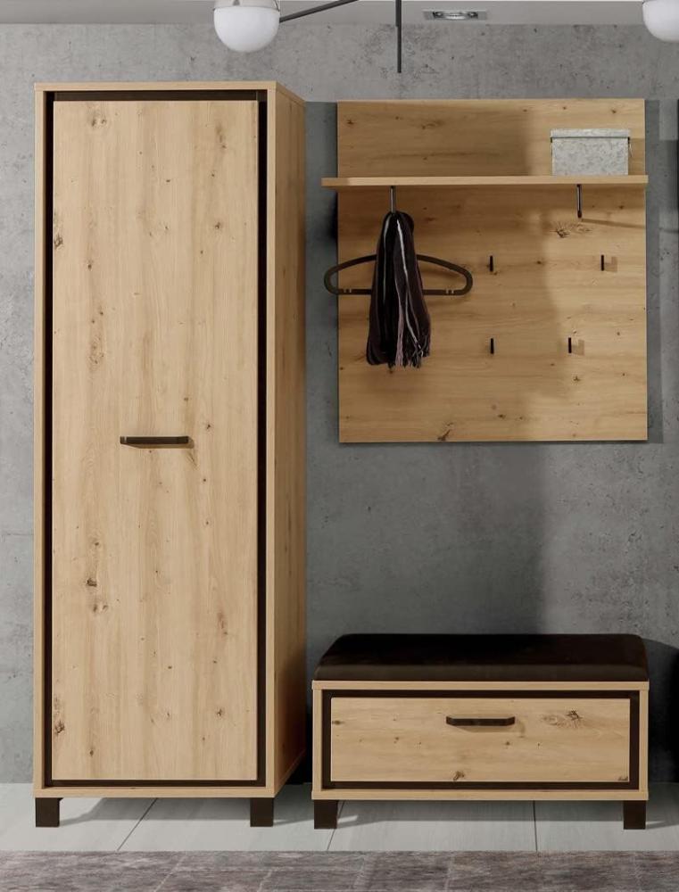 Garderobe Thore 81 Artisan Eiche 3-teilig Paneel Schuhschrank Spiegel Bild 1