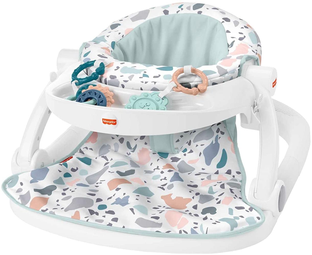 Fisher-Price HPF45 - transportabler Baby-Stuhl mit Ablage und 2 Babyspielzeugen, Bodensitz, Babyzubehör Bild 1