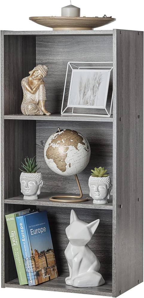 Iris Ohyama, Aufbewahrungseinheit, Bücherregal, 3 feste Regale, massiv, Design, multifunktional, Büro, Eingang, Schlafzimmer, Wohnzimmer – Basic Storage Shelf CX-3 – graue Eiche Bild 1