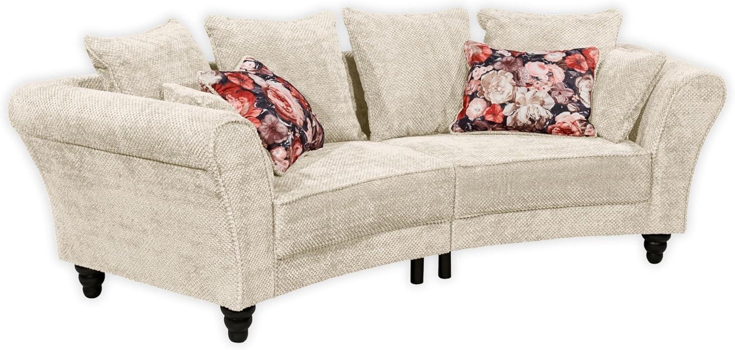 CORINNA Sofa in Ivory - Geschwungene Wohnzimmer Couch mit Massivholz Füßen - 290 x 77 x 95 cm (B/H/T) Bild 1