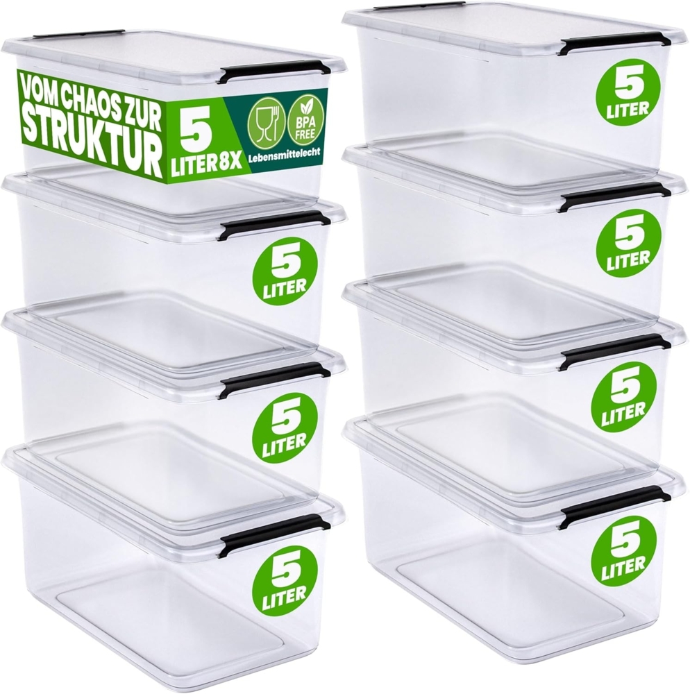 DEUBA® Aufbewahrungsbox-Set, 8-teilig, mit Deckel, 5 L Bild 1