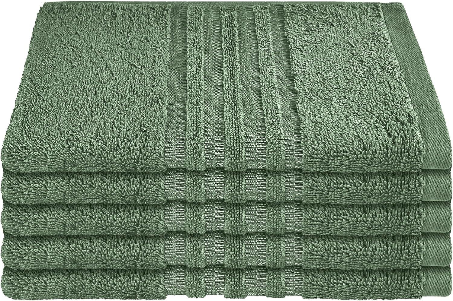 Schiesser Frottier Gästetücher Milano im 5er Set aus Flauschiger, hautfreundlicher Baumwolle, Made IN Green, Farbe:Dunkelgrün, Größe:30 x 50 cm Bild 1