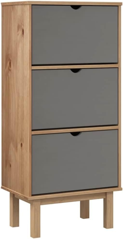 vidaXL Schuhschrank OTTA mit 3 Schubladen Braun&Grau Massivholz Kiefer 351310 Bild 1