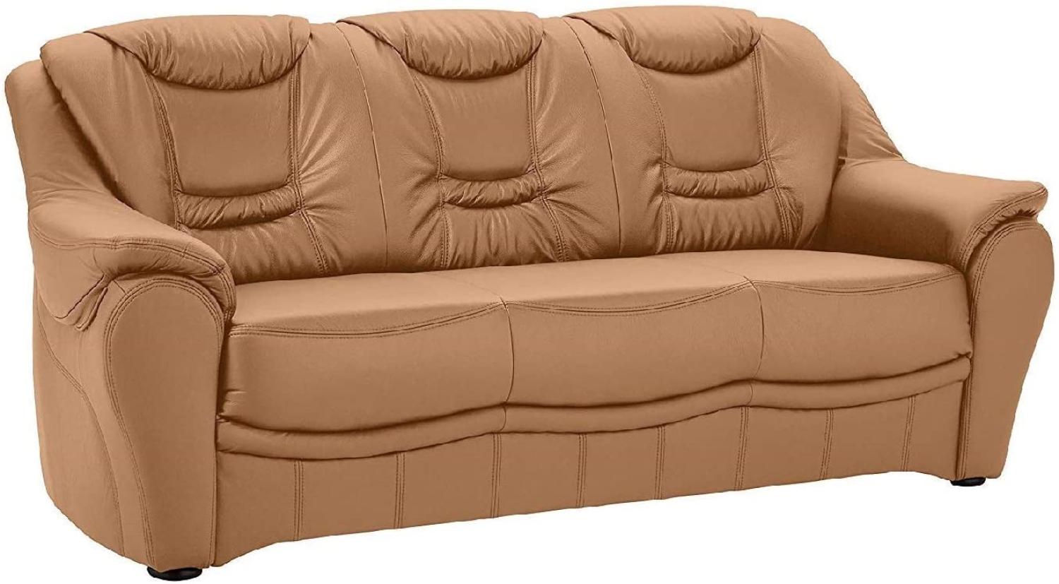 Cavadore 3-Sitzer Bansa mit Federkern / Polstercouch in Leder / 198 x 94 x 95 / Echtleder Hellbraun Bild 1