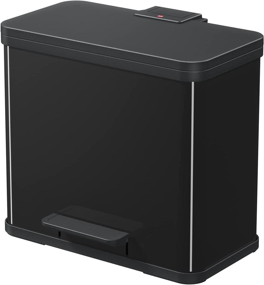 Hailo Mülltrennsystem Öko trio Plus L, Tret-Mülleimer, Abfalltrenner, Abfalleimer, Stahlblech, Schwarz, 3 x 9 L, 0633-260 Bild 1