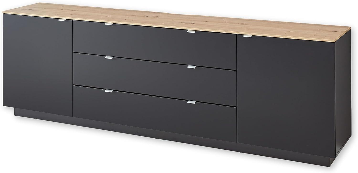 CORE TV-Sideboard in Schwarz, Artisan Eiche Optik - Moderner Fernsehschrank mit Schubladen und viel Stauraum - 240 x 77 x 44 cm (B/H/T) Bild 1