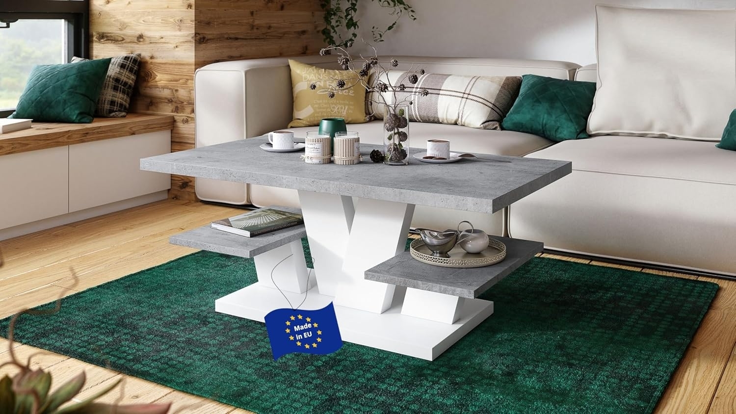 designimpex Couchtisch Design Viva Tisch Wohnzimmertisch 110x60x45 cm mit Ablagefläche Bild 1