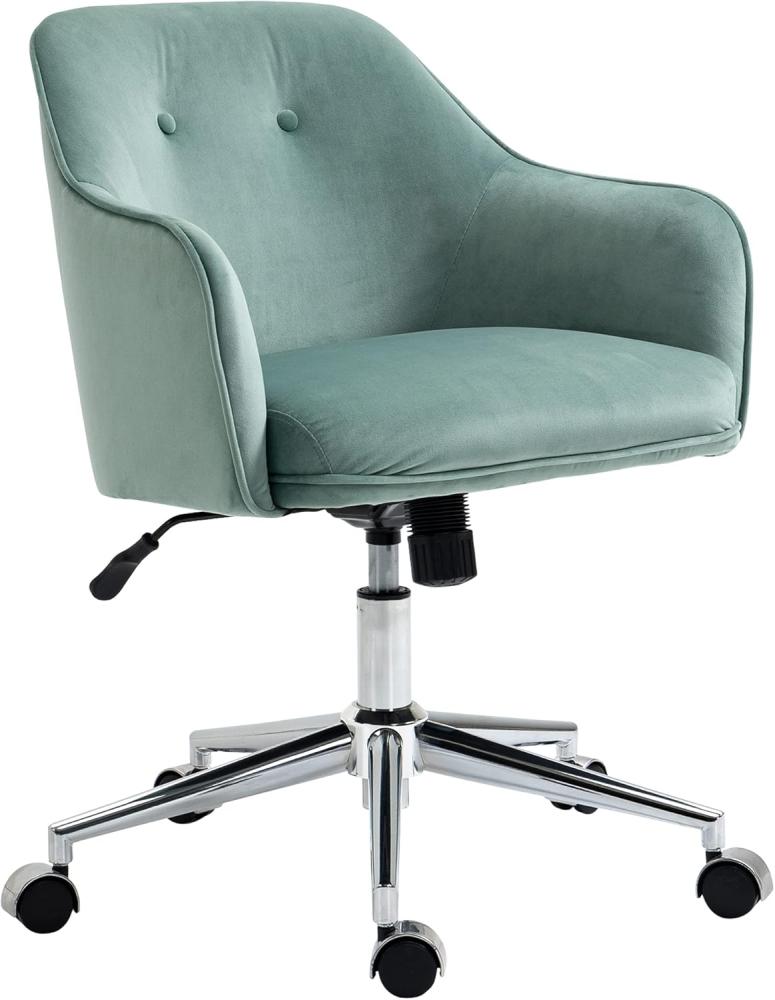 Vinsetto Bürostuhl mit Wippenfunktion Home-Office-Stuhl höhenverstellbarer Schreibtischstuhl ergonomisch 360°-Drehräder Samt-Touch-Polyester Nylon Grün 61 x 59 x 80,5-90,5 cm Bild 1