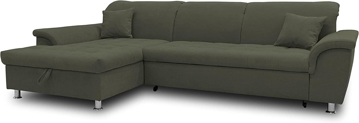 DOMO Collection Ecksofa Franzi, Couch in L-Form, Sofa, Eckcouch mit Rückenfunktion Polsterecke, Dunkelgrün, 279x162x81 cm Bild 1