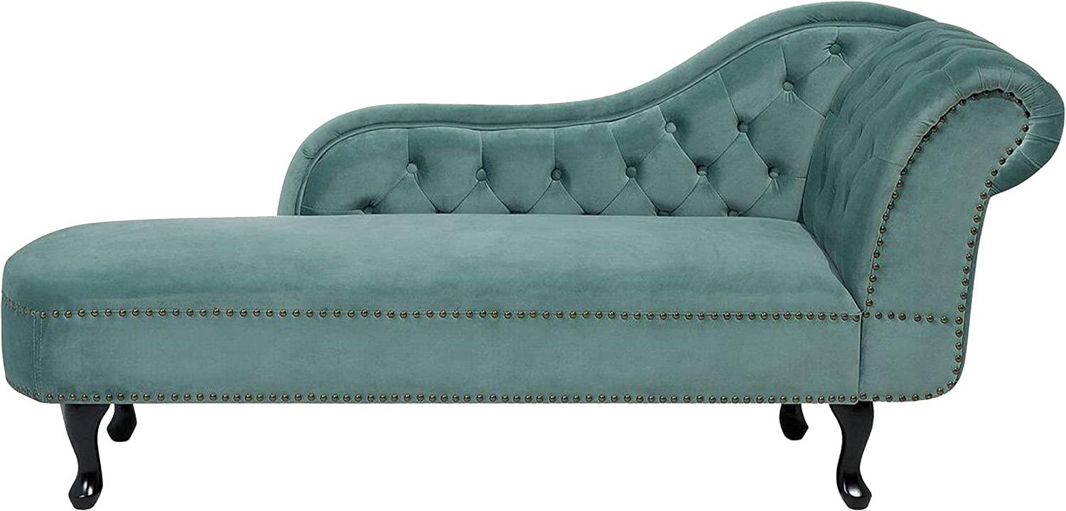 Chaiselongue Samtstoff mintgrün rechtsseitig NIMES Bild 1