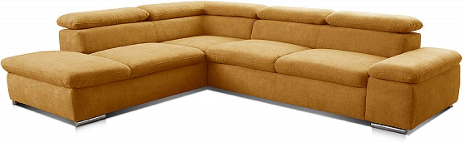 Cavadore Ecksofa Alkatraz / Großes Eck-Schlafsofa mit Ottomanen links und verstellbaren Kopfstützen/ Modernes Design / 274 x 66 x 228 cm / Gelb Bild 1