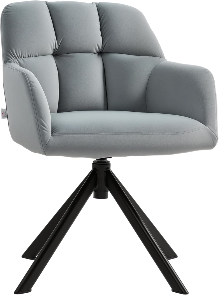 HOMCOM Sessel Drehbarer Loungesessel mit Samtoptik, Armlehne, Esszimmerstuhl drehbar, Drehsessel mit Metallbeine, Küchenstuhl, für Schlafzimmer, Küche, Wohnzimmer, Grau Bild 1